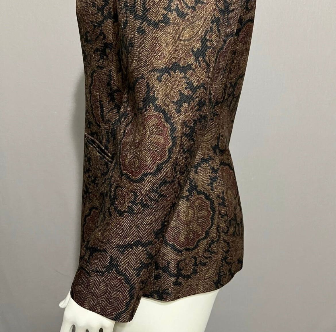 Collections For Le Suit Brown Paisley 3 Button Blazer Sz-12