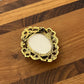 Vintage Antique Gold Porcelain Signed Floral Oval Brooch