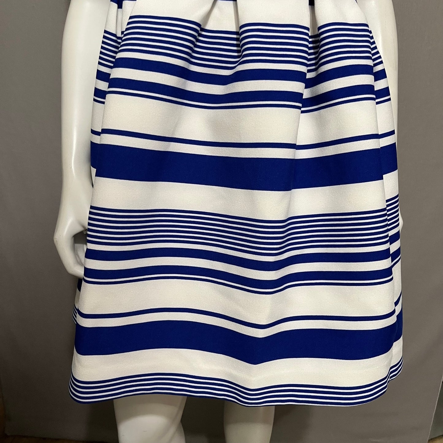 J.O.A. Blue Striped Bell Shaped Pleated Cutout Dress Sz-Small