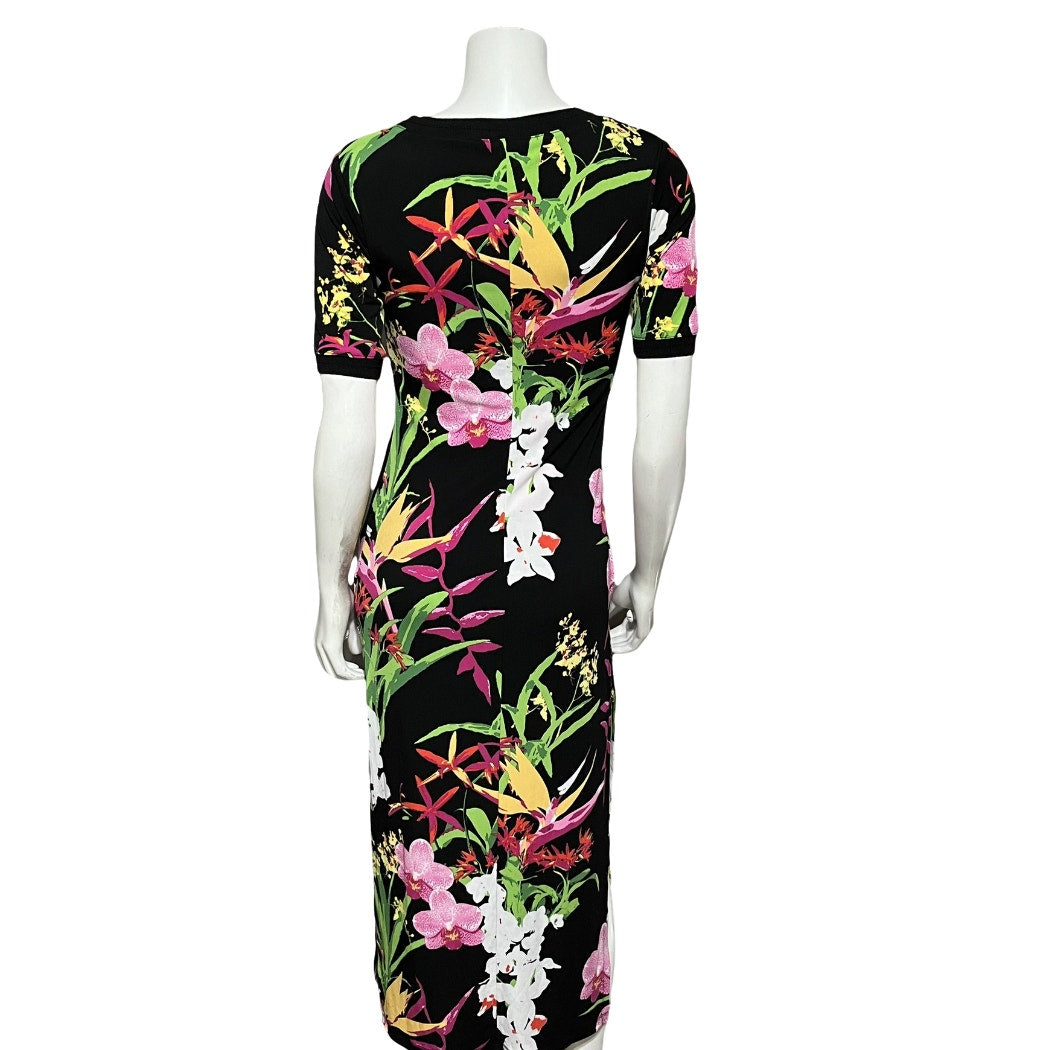 G.I.L.I. Hawaiian Floral Knit Vacation Side Split Dress Sz-XXSP/Sm