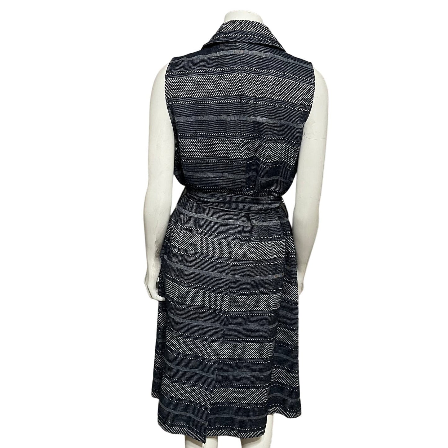 W By Worth Blue Striped Sleeveless Duster Vest Jacket Sz-Medium