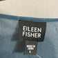 Eileen Fisher Teal 100% Silk Chiffon Sheer Button Front Blouse Sz-Large