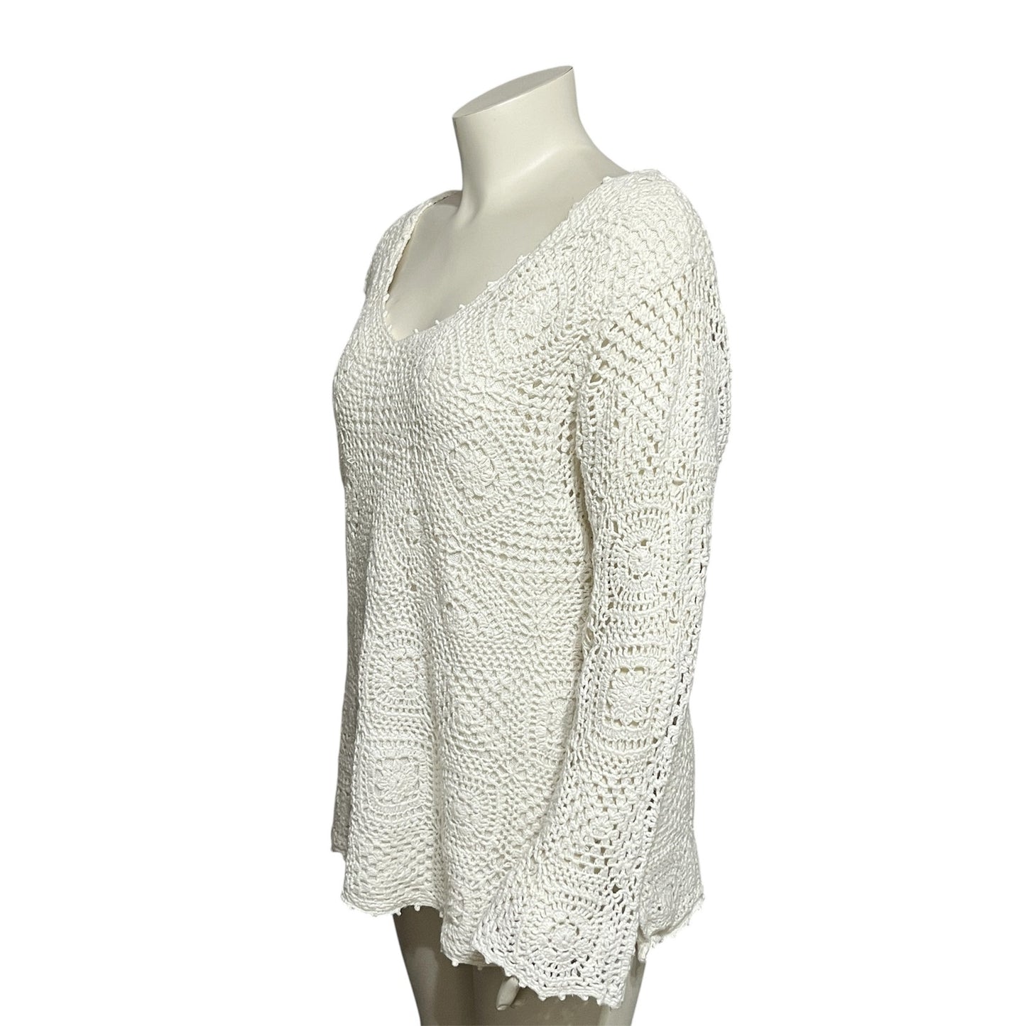 JL Studio Crochet Womens Cotton Boho Flared Sleeve Sweater Sz-Xtra Large