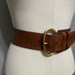 Linea Pelle Cognac Brown Genuine Leather Wide Solid Brass Handle Sz-Small