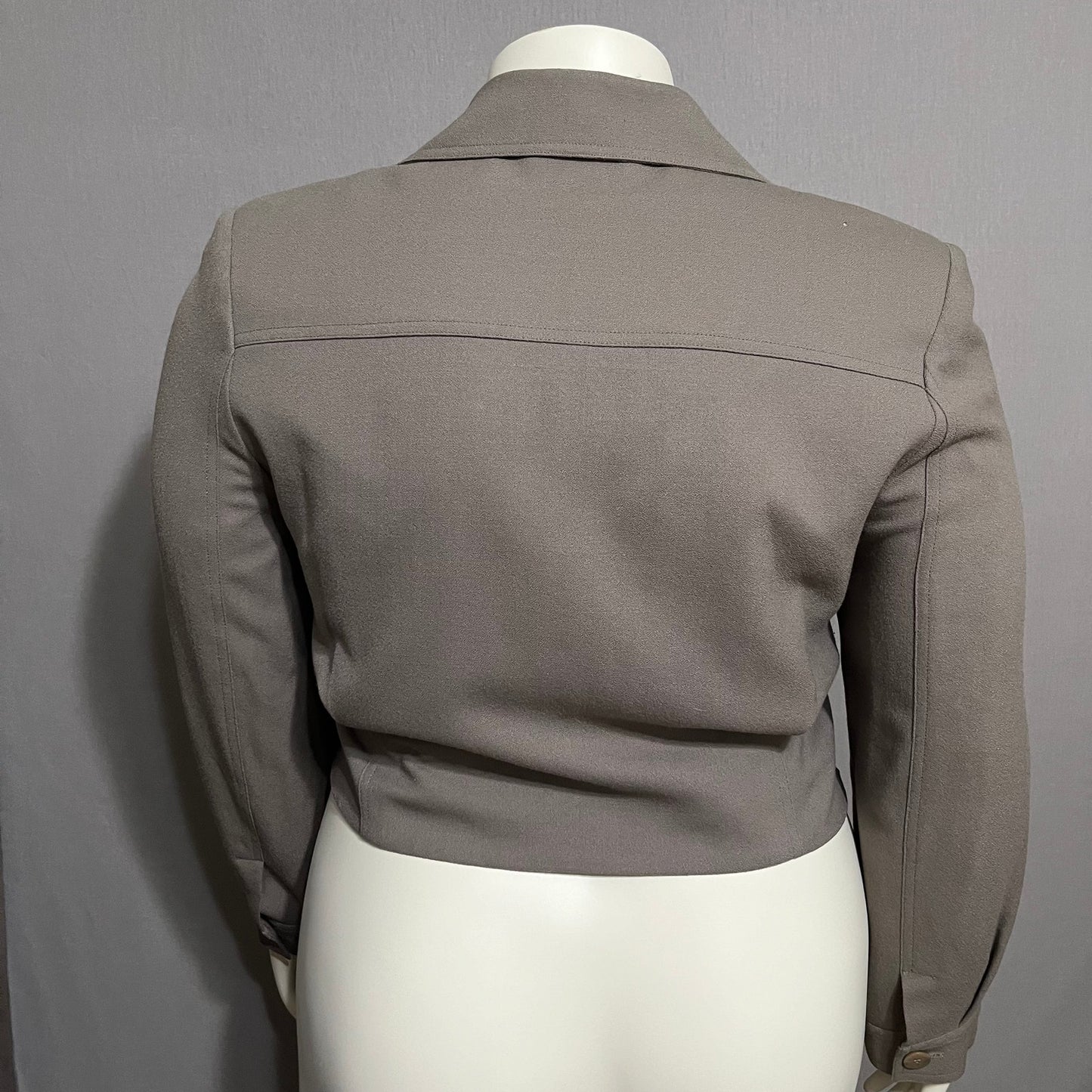 Vintage Georgiou Studio 100% Wool Taupe Cropped 3 Button Blazer Sz-14-XL