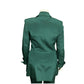 Rickie Freeman Vintage Green Rhinestone 100% Silk 2 Pc Pant Suit Sz-10