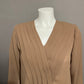 Marshall Fields Brown Chiffon V-Neck Pleated Long Sleeve Blouse Sz-Small