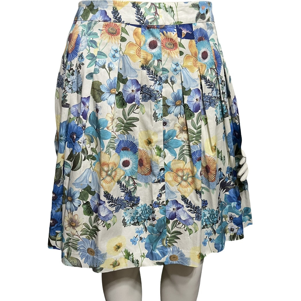 Talbots Cotton Floral Pleated Casual Knee Length Skirt Sz-10P