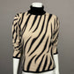 Talbots Cashmere & Silk Zebra Print Turtleneck Sz-Small Petite