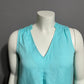 Context Turquoise V-Neck Linen Blend Sleeveless Top Sz-Medium