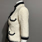 Cabi Textured Cream & Navy Sweater Sz-Small