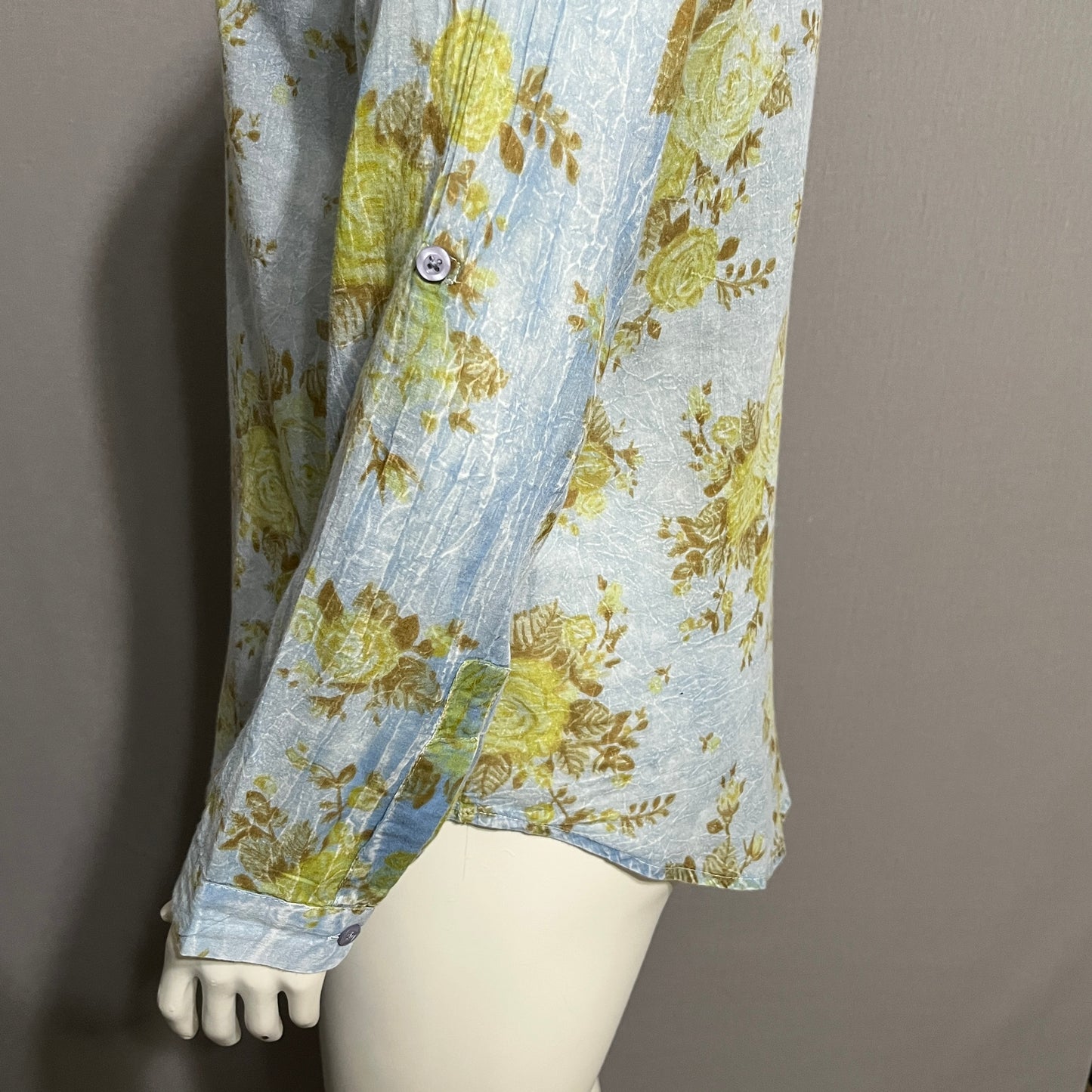 Floral Button Down Shirt in Blue and Green