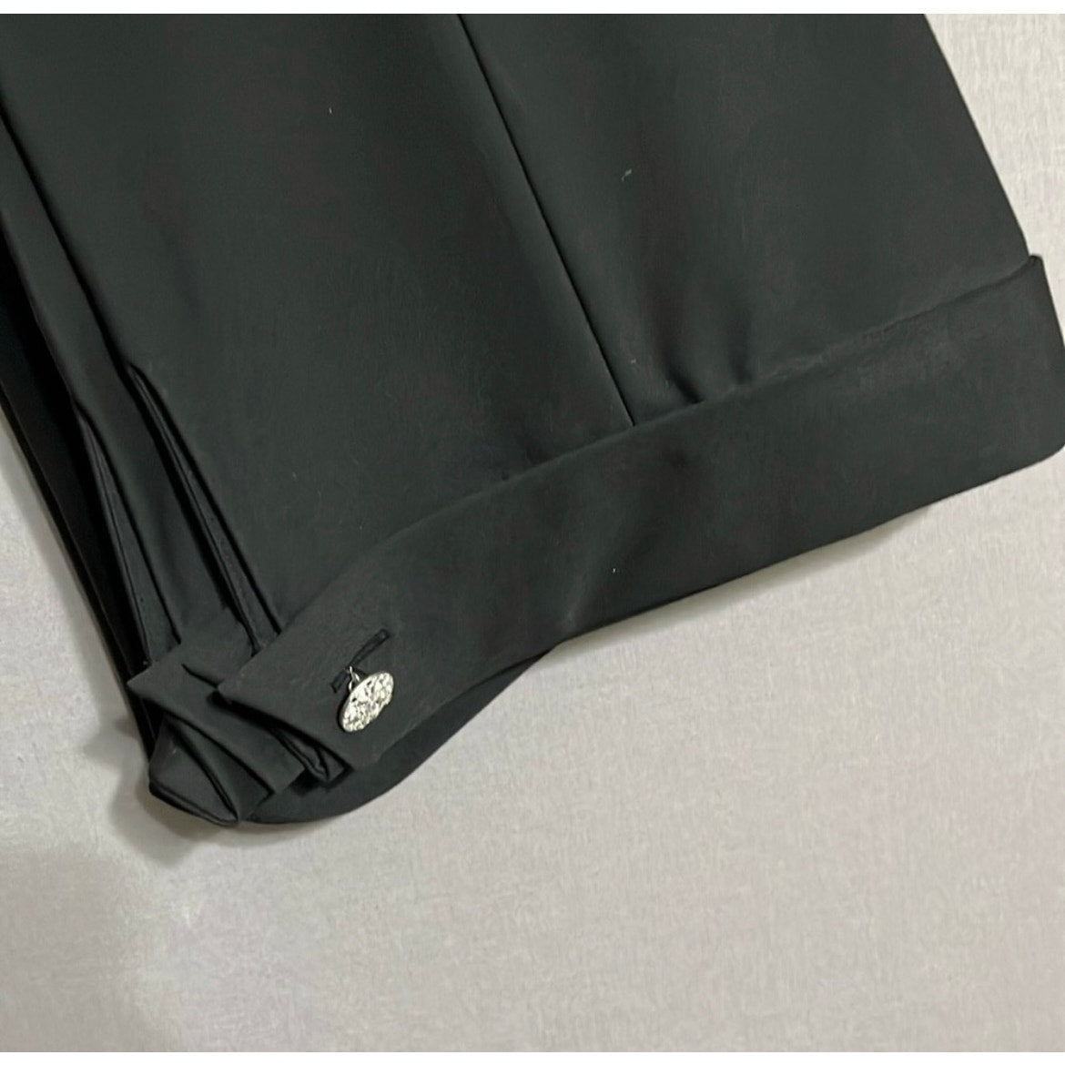 Solange Black Flare Leg Trouser Rhinestone Button Pants Sz-12
