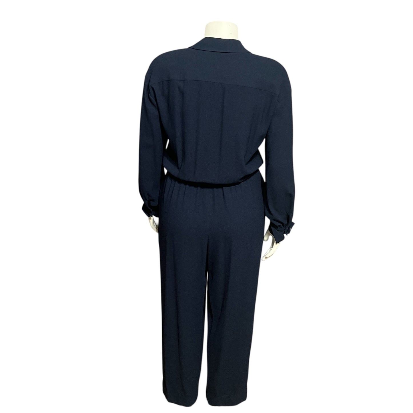 Liz Claiborne Vintage Navy Collard Long Sleeve Jumpsuit Sz-10