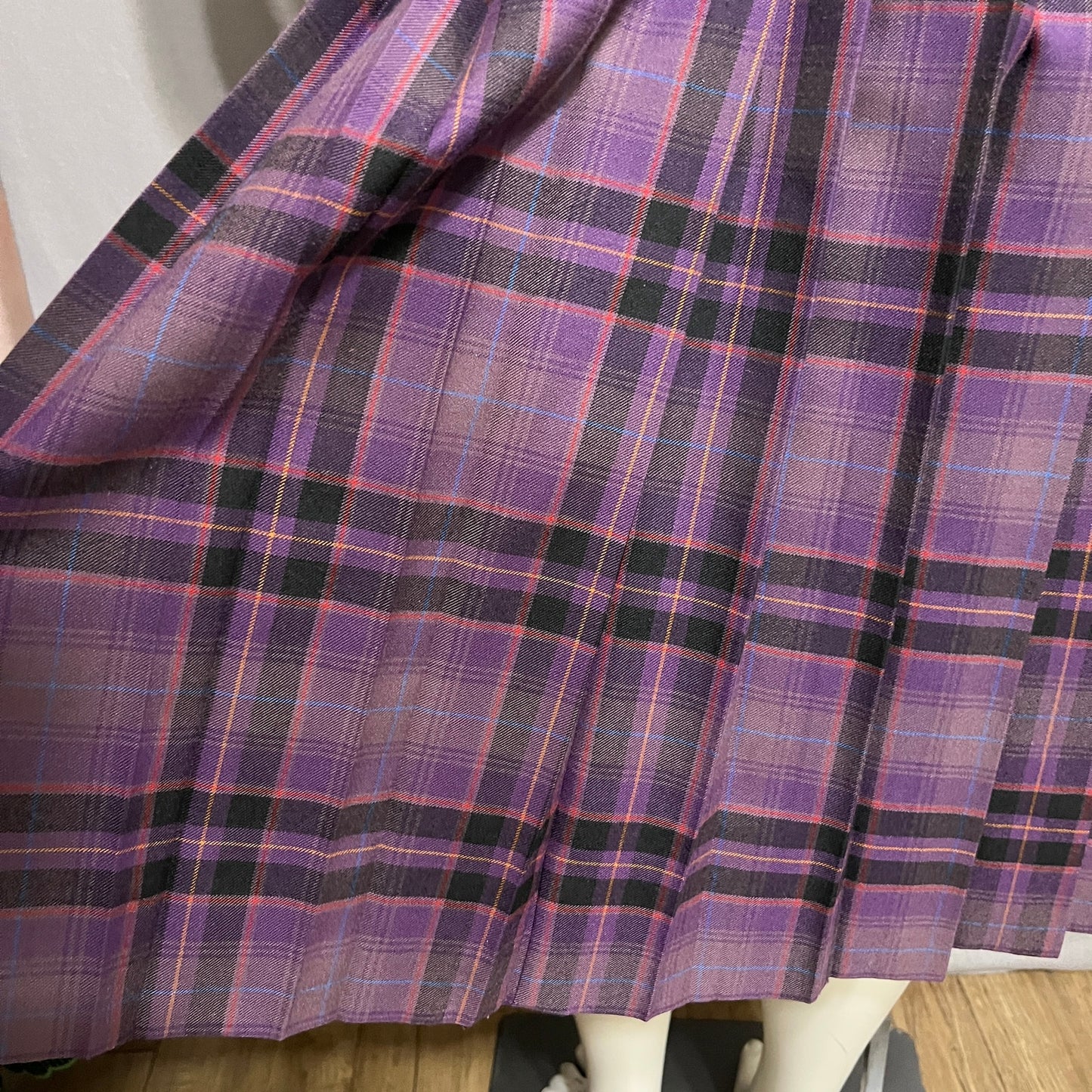 Vintage Women’s Plaid Purple Pleated Skirt Academia Sz-6/8
