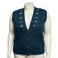 Ms. Russ Vintage Green Mohair Blend Cutout Gold Button Knit Vest Sz-1X