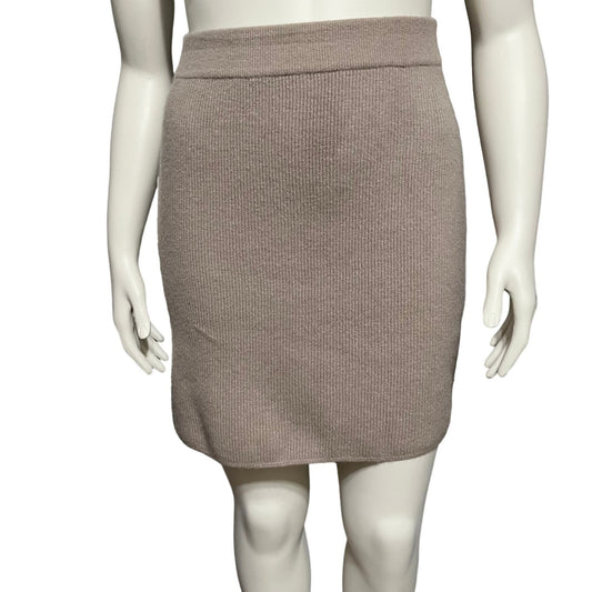 Laura Ashley Tan Lambswool Ribbed Knit Pencil Skirt Sz-Large