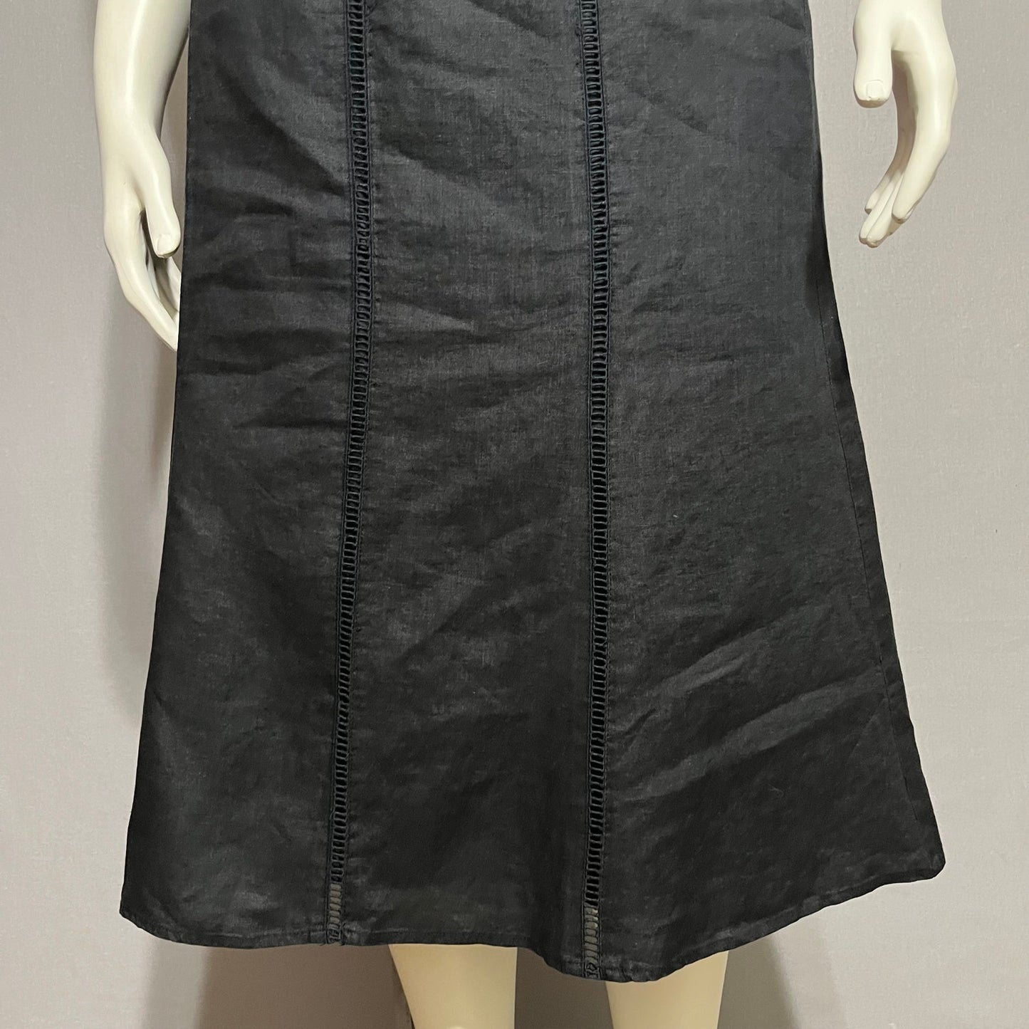 Edward Black 100% Linen Fit & Flare Midi Skirt Sz-12