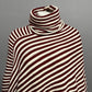 Striped Maroon Turtleneck Pullover Poncho Fringed Sweater Sz-One Size