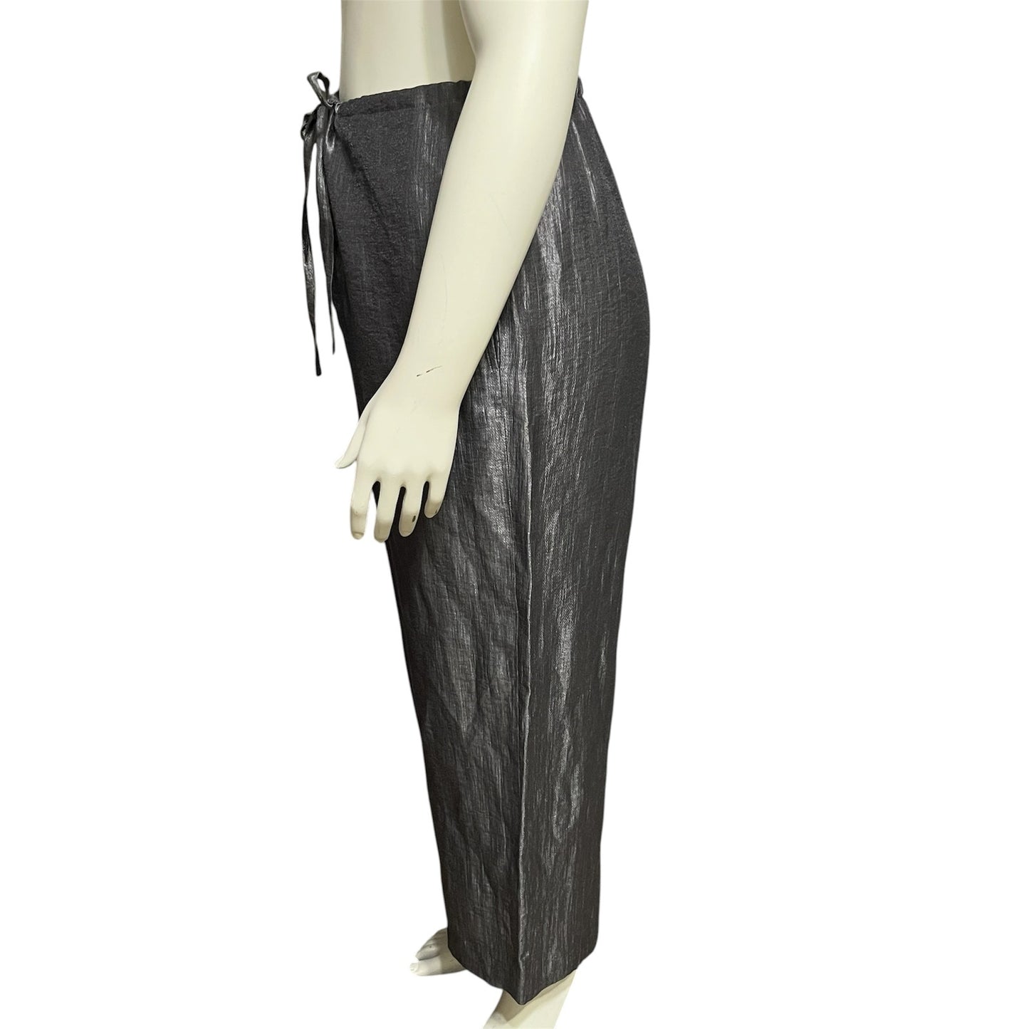 DKNY Women’s Silver Linen Blend Drawsting Casual Pants Sz-Large