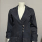 Vintage Black 100% Cotton Denim Longline Duster Jacket Sz-Medium