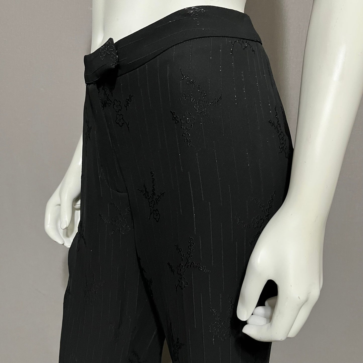 Penta Black Shimmer Floral Holiday Trouser Pants Sz-6