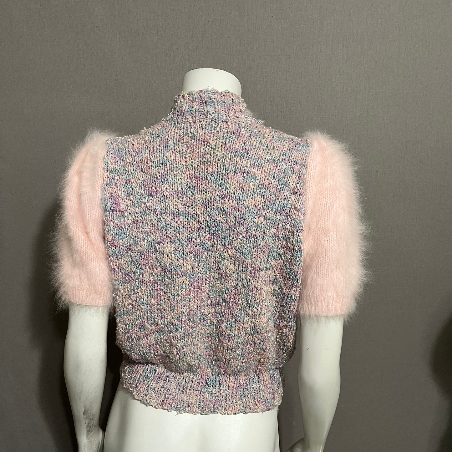 Handmade Pink & Blue Barbie Style Fluffy Sleeve Sweater Sz-Small