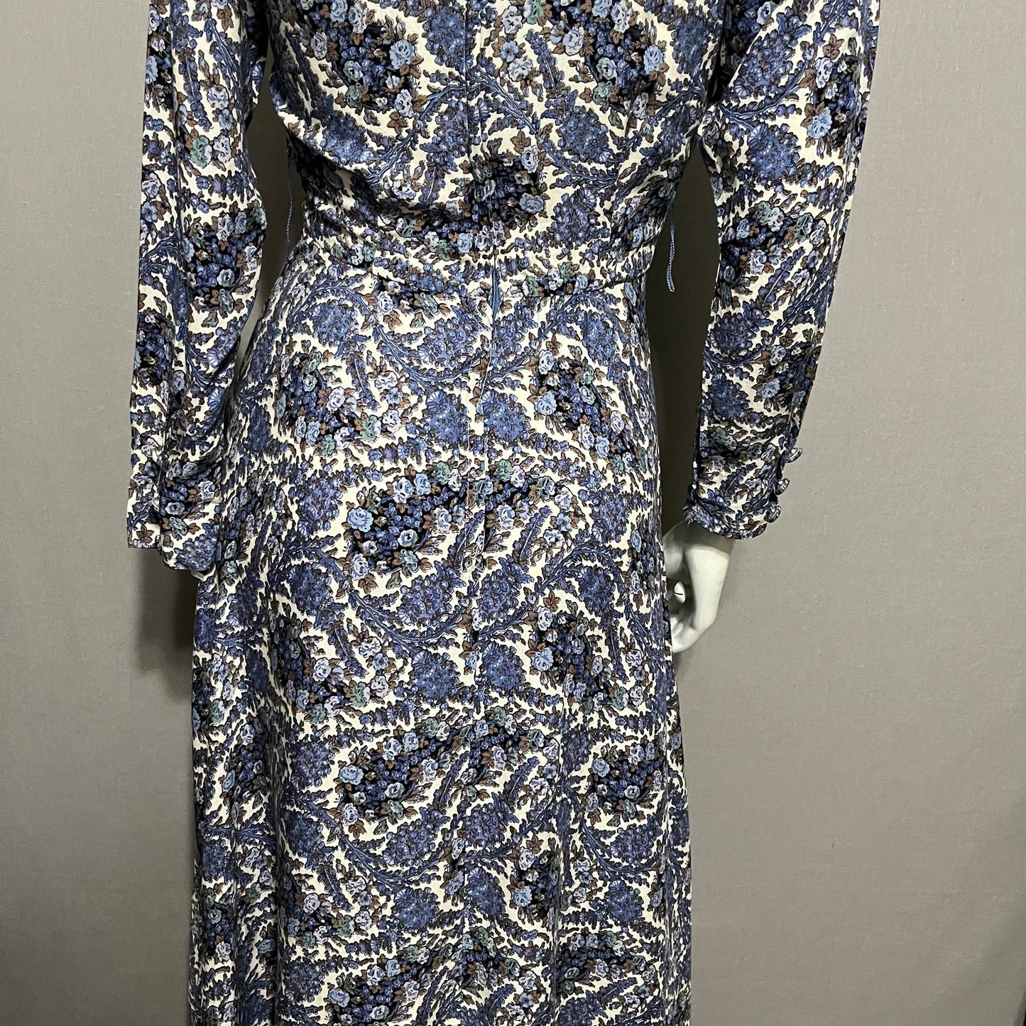 Vintage Michelle Stuart Dark Floral Romantic Long Sleeve Dress Sz-XS Petite