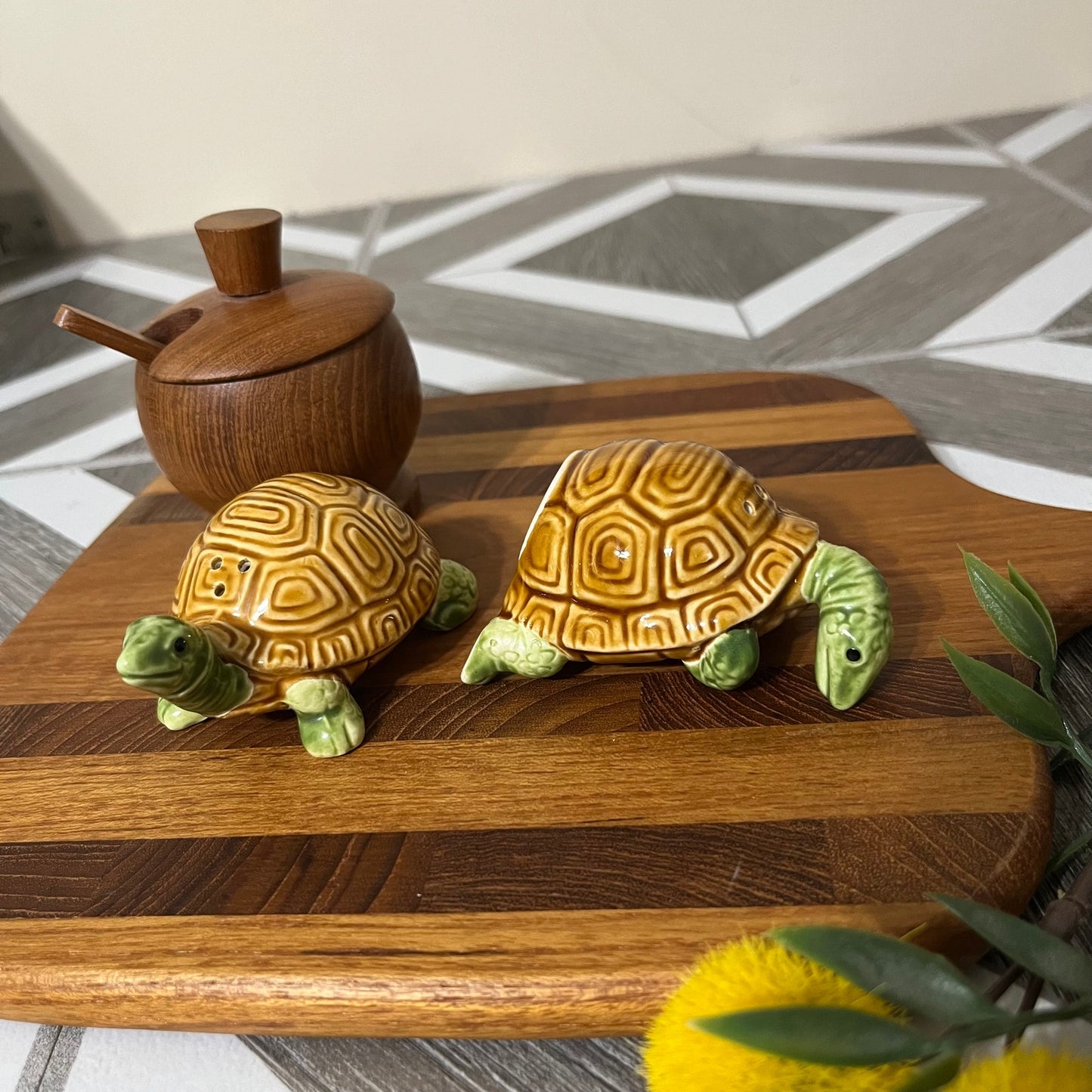 Norcrest 2 Piece Japan Ceramic Turtles Salt & Pepper Shaker