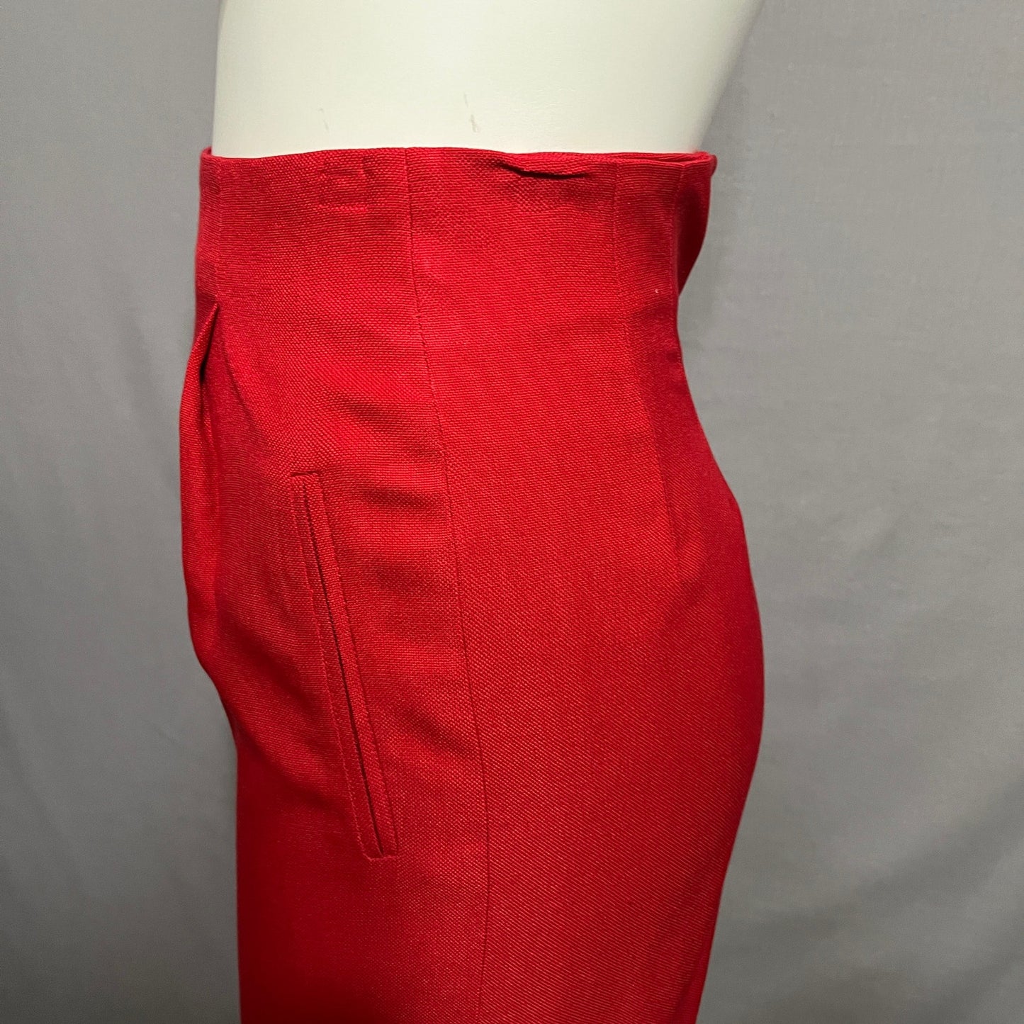 Dana Buchman Women’s Cherry Red 100% Silk Pencil Skirt Sz-10 High Waisted