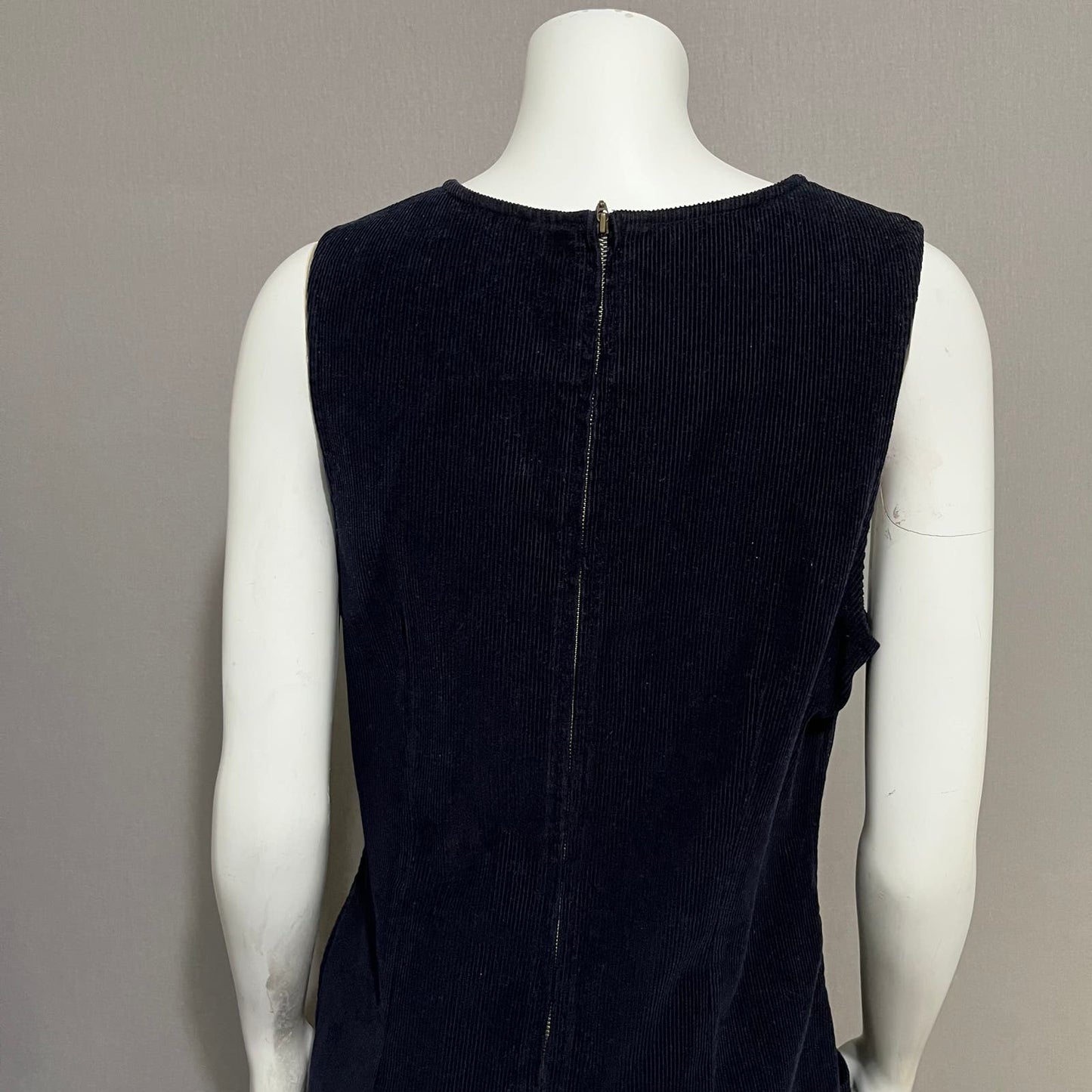 Eddie Bauer Corduroy 100% Cotton Navy Sleeveless Dress Sz 8 Tall