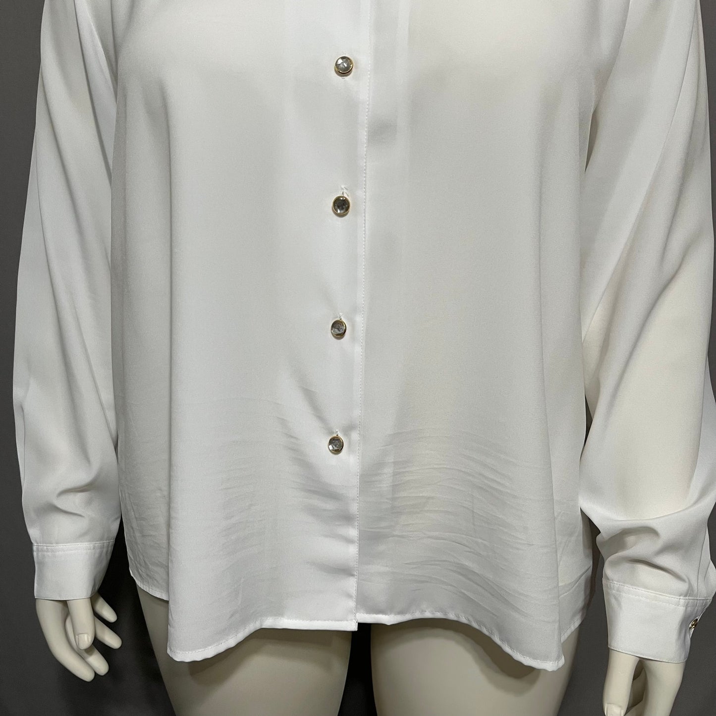 Yves St. Clair White With Gold Decorative Jeweled Collar Artsy Blouse Sz-24W