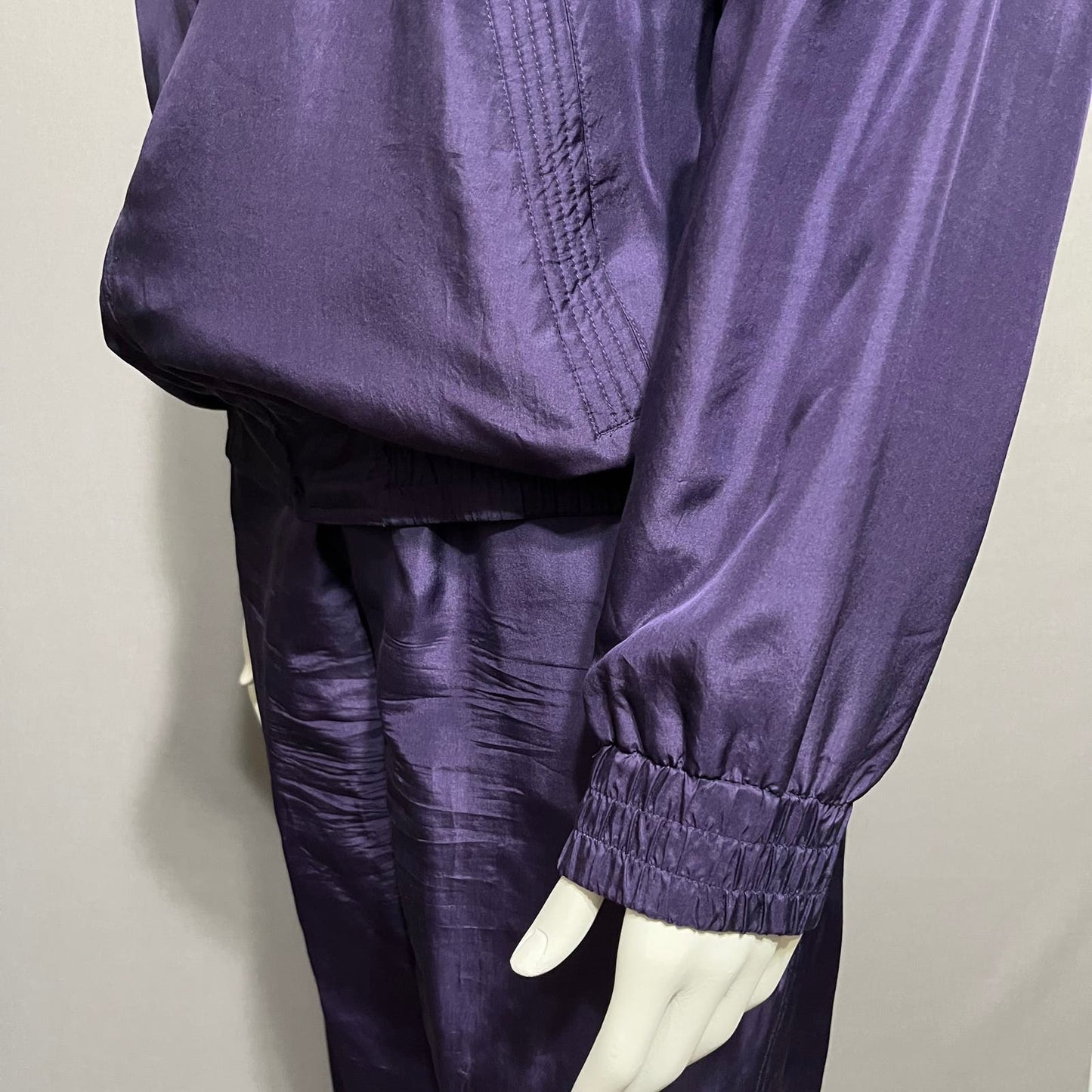 Rhoda Lynne Purple 100% Silk 2 Pc Jogger Pants Set Sz-Medium