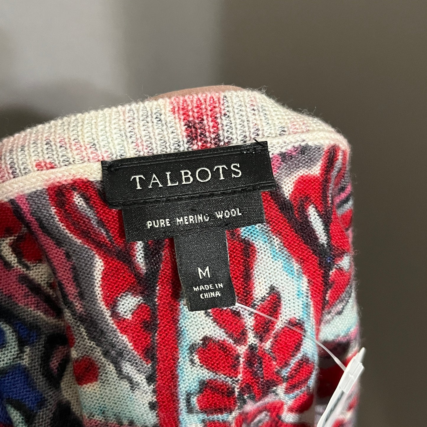 Talbots Women’s Cardigan 100% Merino Wool Paisley Print Sz-Medium