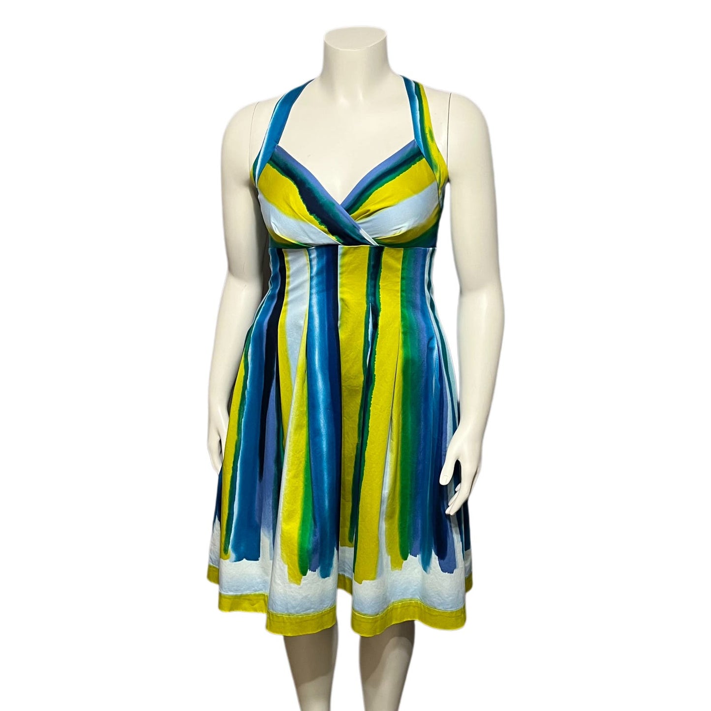 Calvin Klein Cotton Striped Fit & Flare Multicolored Dress Sz-10