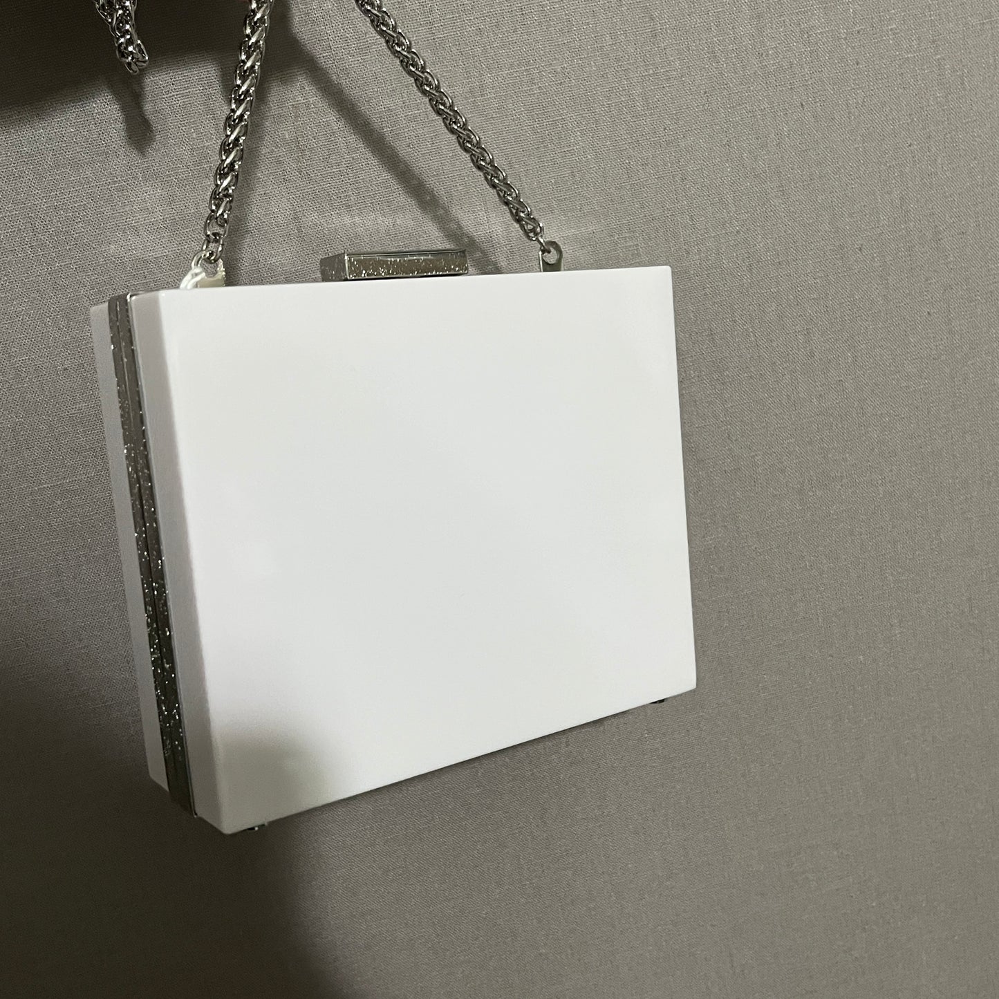 Tory Burch White Acrylic Silver Chain Evening Bag