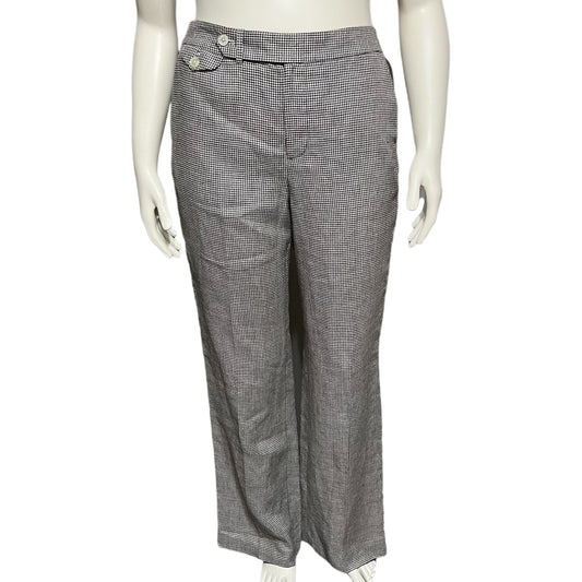 Lauren Ralph Lauren Houndstooth 100% Linen Causal Pants Retail $159 Sz-10