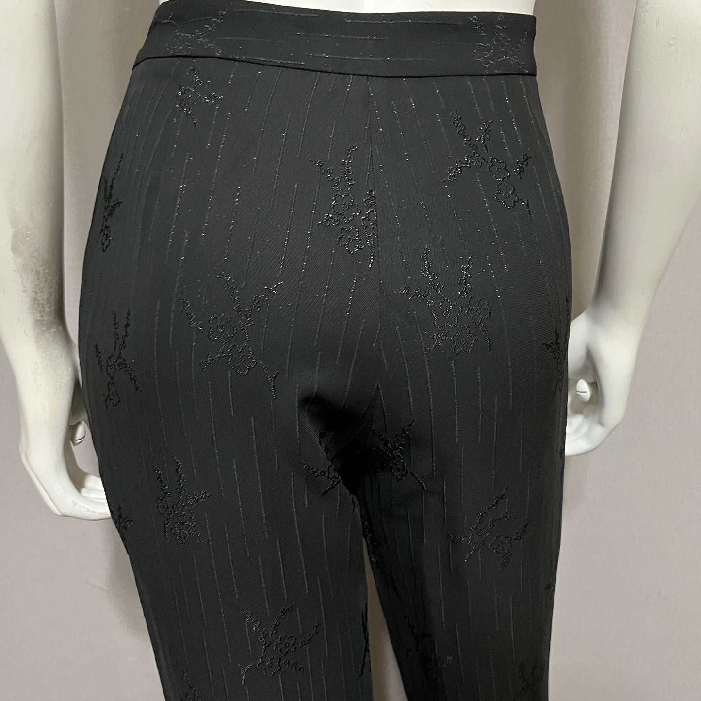 Penta Black Shimmer Floral Holiday Trouser Pants Sz-6