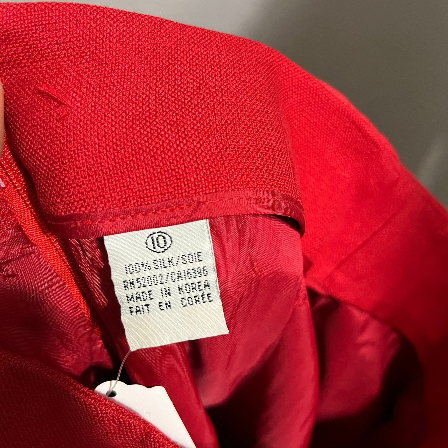 Dana Buchman Women’s Cherry Red 100% Silk Pencil Skirt Sz-10 High Waisted