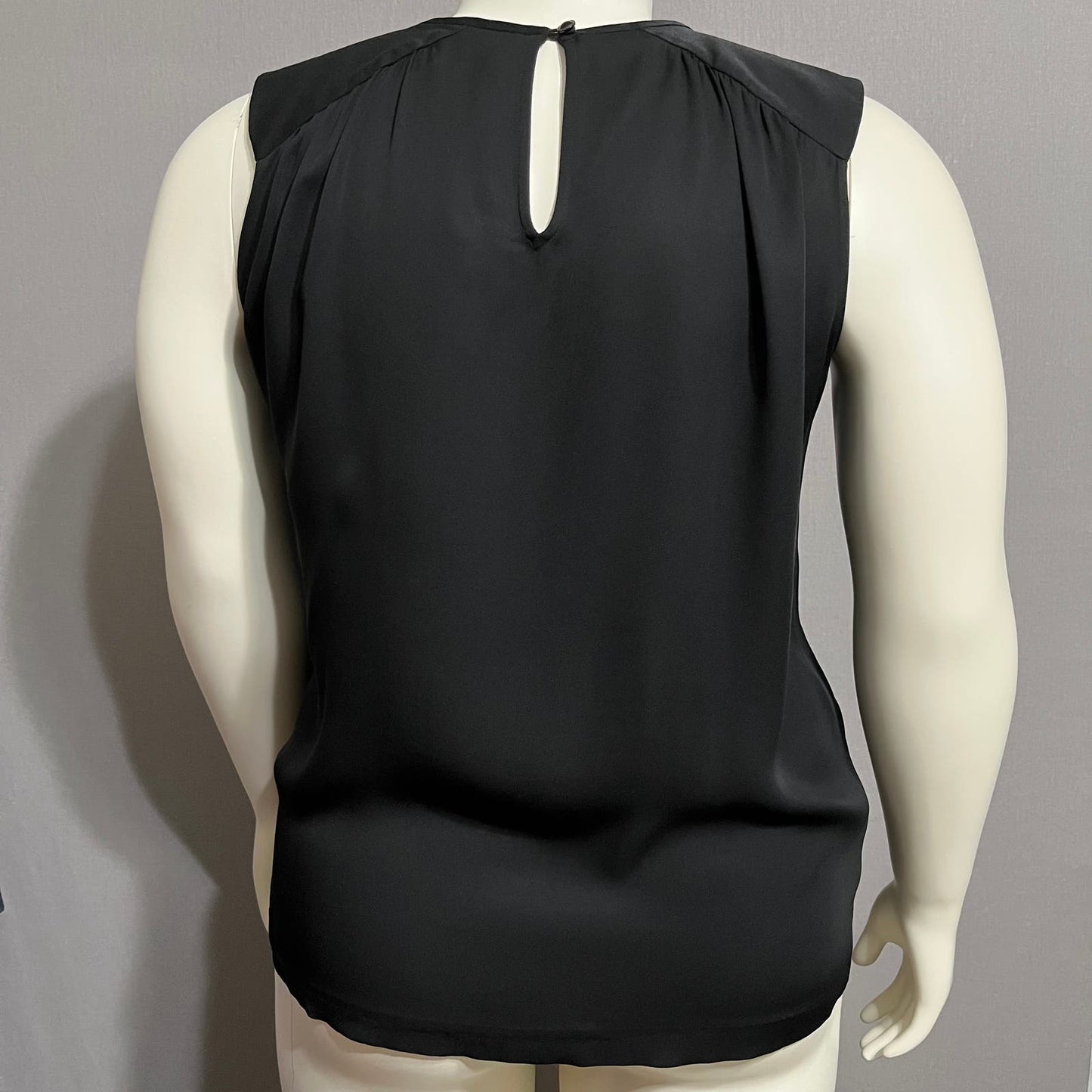 Black Sleeveless 100% Silk Career Shell Blouse Sz-2X