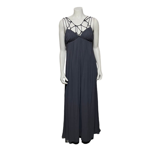 Ted Baker Grayish Blue 100% Silk Flowy Maxi Dress Sz-2