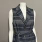 W By Worth Blue Striped Sleeveless Duster Vest Jacket Sz-Medium