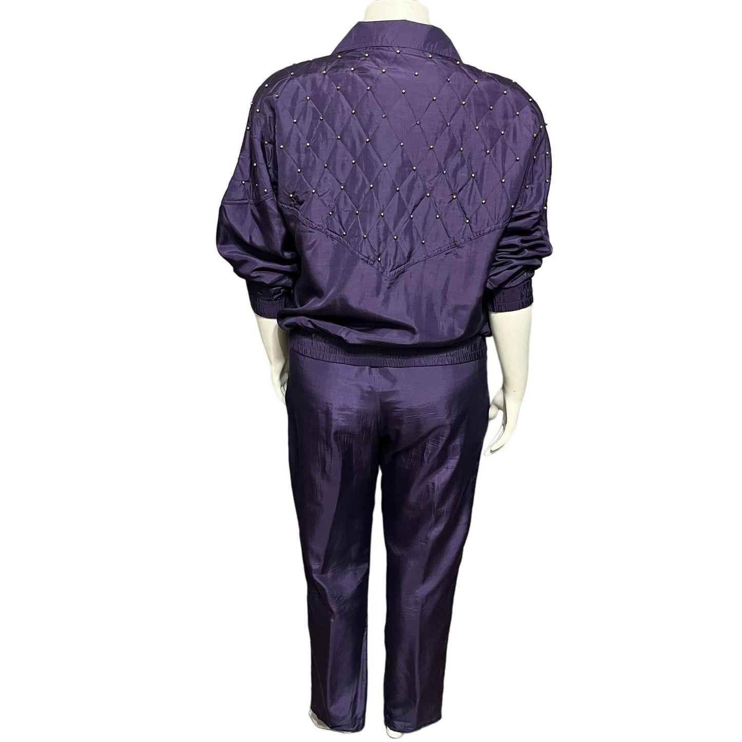 Rhoda Lynne Purple 100% Silk 2 Pc Jogger Pants Set Sz-Medium