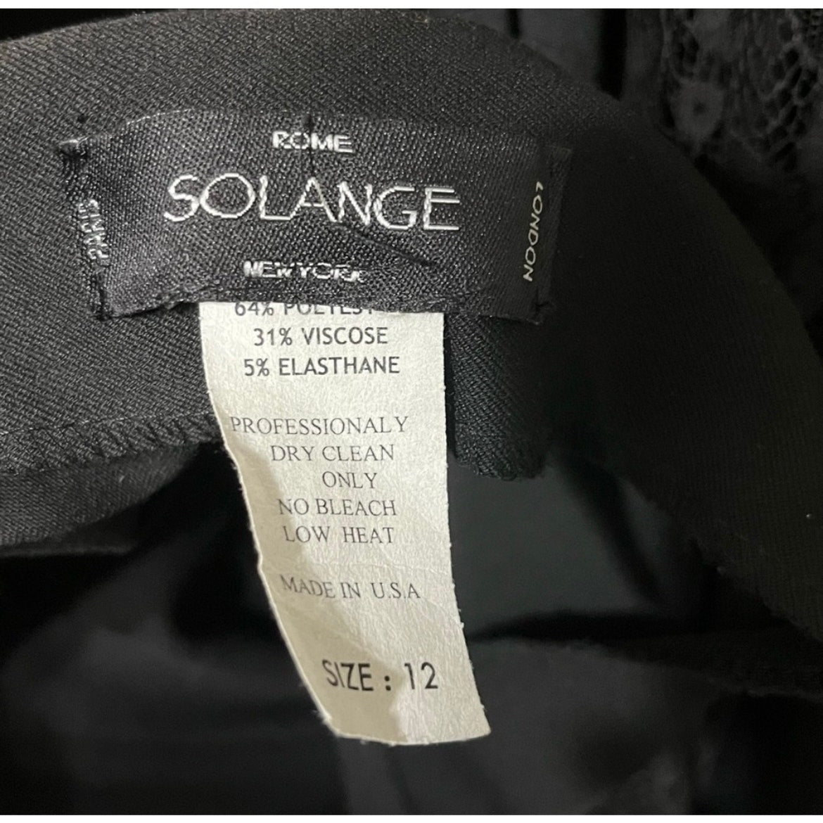 Solange Black Flare Leg Trouser Rhinestone Button Pants Sz-12