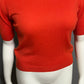 Vintage Rodier Paris Orange Mock Neck Short Sleeve Sweater Sz-Sm/Med