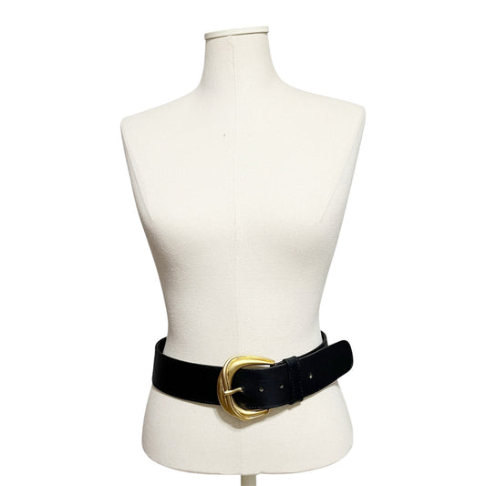 Vintage Dana Buchman Women’s Navy Wide Gold Buckle Belt Sz-32 Medium