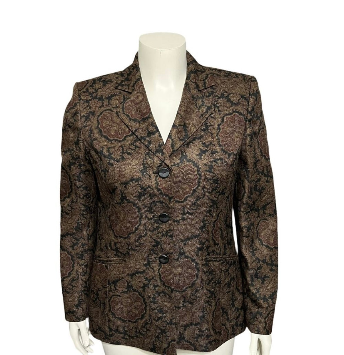 Collections For Le Suit Brown Paisley 3 Button Blazer Sz-12