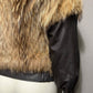 Vintage Raccoon Fur Chocolate Leather Bomber Jacket Sz-Small/Medium