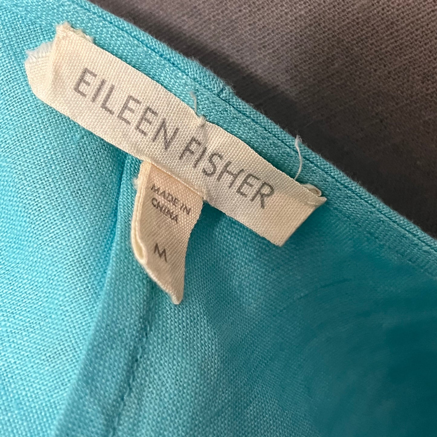 Eileen Fisher Blue Linen Flare Dress Sz-Medium