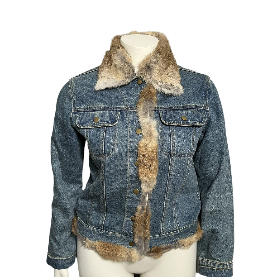 Sisters 100% Cotton Denim & Fur Collar Jacket Sz-Medium